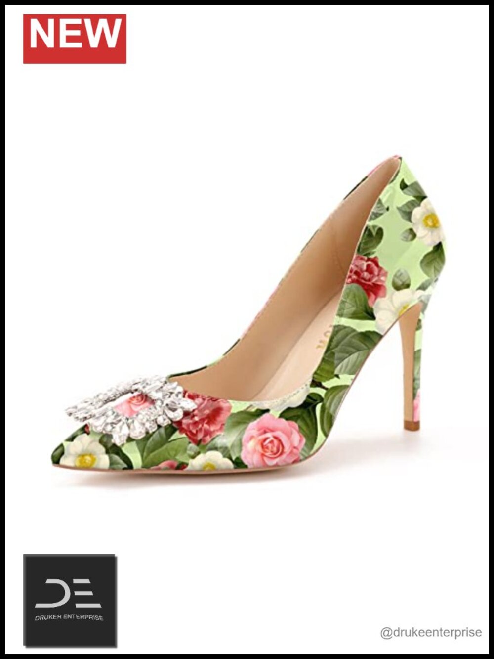 Women's Stiletto Heel Pumps Shoes with Crystal Print High Heels
